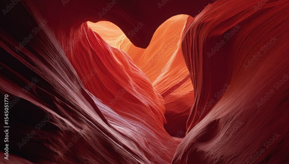 Obraz premium Heart of Stone: A breathtaking display of geological artistry, where natural light etches a heart shape into the textured sandstone walls of a stunning canyon, celebrating the raw beauty of the earth.