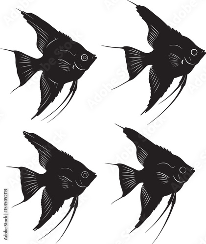 angelfish silhouette vector art illustration