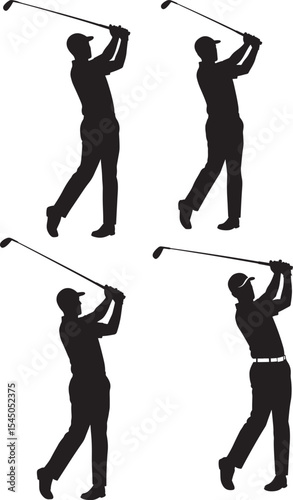 silhouette of golf player icon vector art illustration
