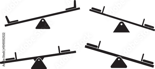 seesaw logo or icon silhouette design vector art illustration.