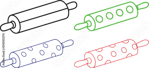 Cartoon Rolling Pin Vector with Orange Body and Green Handle in Minimal Style for Kitchen UI or Food App