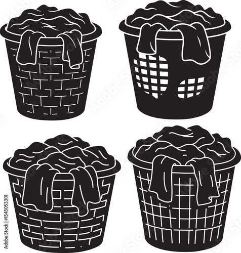 Simple vector illustration of a trash can and recycle bin icon