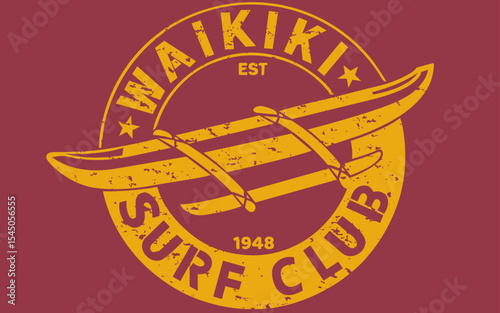 Waikiki surf club vector graphics