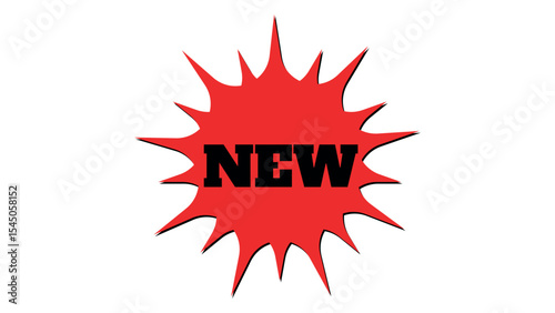 NEW red sticker, red promo tags, sale stickers emblem, NEW sales promotion bubble, announce bubble, NEW label and NEW sticker on white background, speech bubble, red starburst sticker for promotions