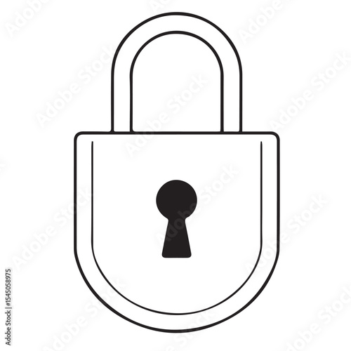 A clean black outline vector illustration of a classic padlock with a visible keyhole, symbolizing security, lock, or protection.