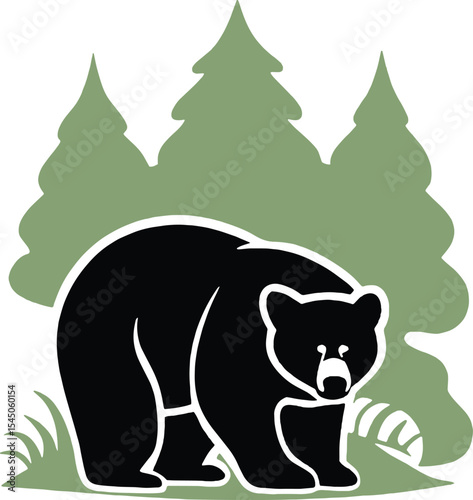 Bear sniffing the ground in a forest background. A great fit for wildlife documentaries, nature conservation projects, or outdoor adventure designs.