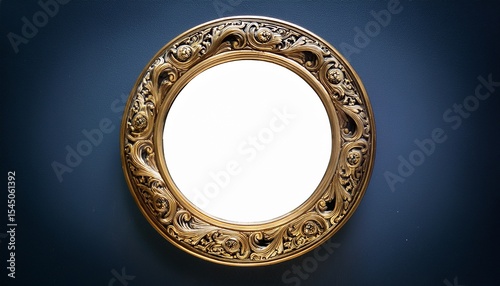 classic round gilded frame with intricate design and empty space for artwork or text