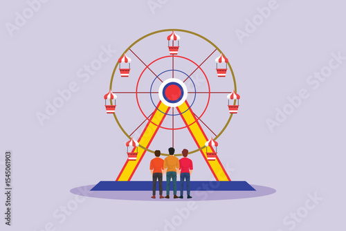 Holiday at the rides Concept. Colored flat vector illustration isolated