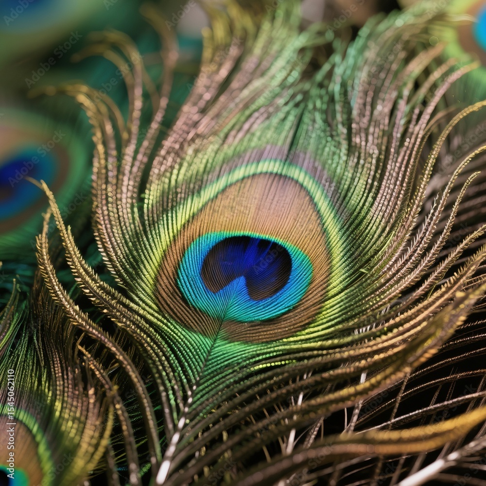 Obraz premium peacock feather closeup