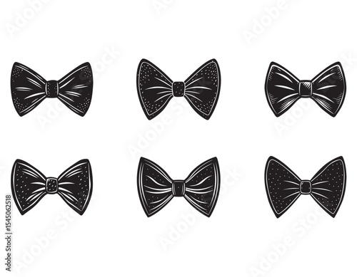 bowtie sketch set icon silhouette vector illustration