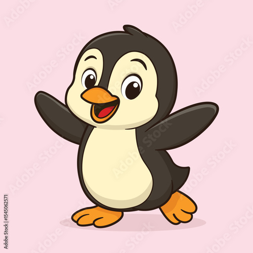 Baby Penguin Try To Fly Vector Image