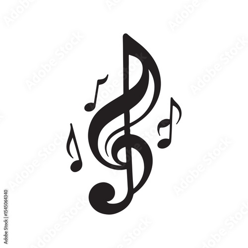 music note logo icon design on white background