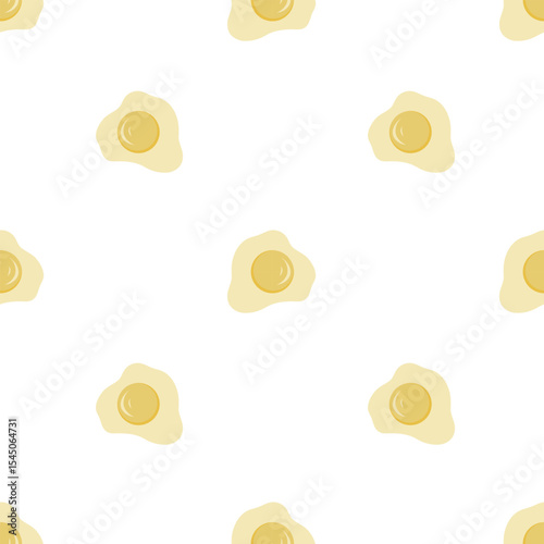 Yolk, fried eggs seamless pattern on a white background. Simple seamless pattern with eggs