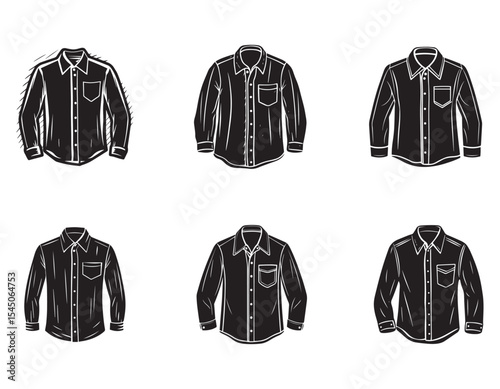 button up shirt sketch icon silhouette vector illustration