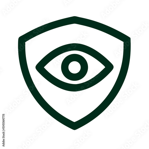 Eye inside shield icon in minimalist black and white style