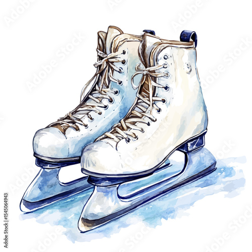watercolor of Ice Skates, vector, isolated on a white background.