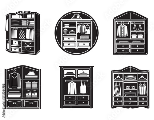 closet organizer icon silhouette vector illustration