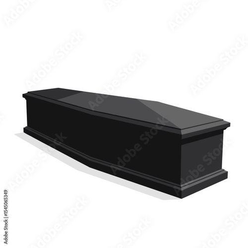 A dark closed coffin is shown with a somber tone, used for funeral services, memorial events, and remembrance with copy space.
