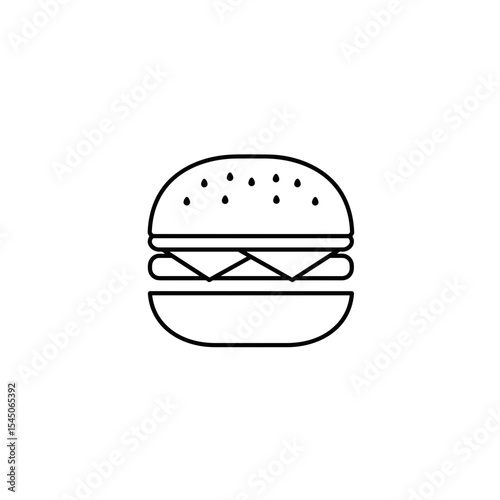 Simple outline of a cheeseburger showing the bun cheese and patty, a popular fast food item for menus and signs with copy space.