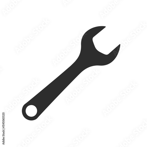 A simple spanner is shown in silhouette isolated on a white background with copy space making it ideal for use in DIY blogs, construction marketing or safety manuals.
