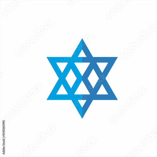 Star logo design with triangle and cube elements.