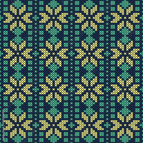 Knitted fabric design seamless. Knitting pattern illustration design for decoration, clothing, fabric texture