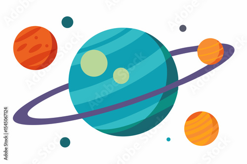 Colorful Planet and Space Scene Vector