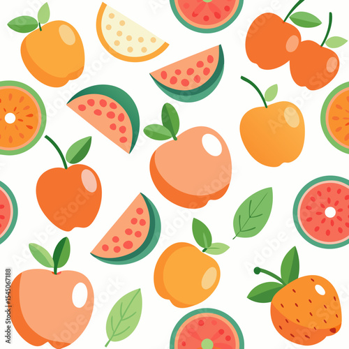 Colorful Mixed Fruits Seamless Pattern Vector