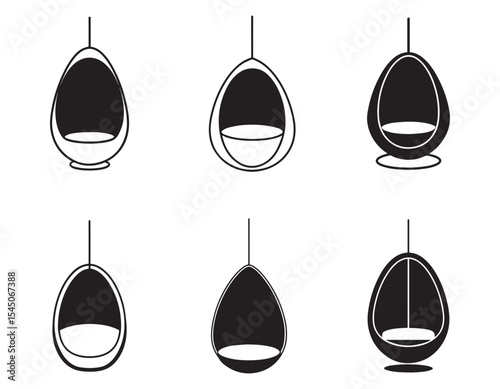 hanging egg chair icon silhouette vector illustration
