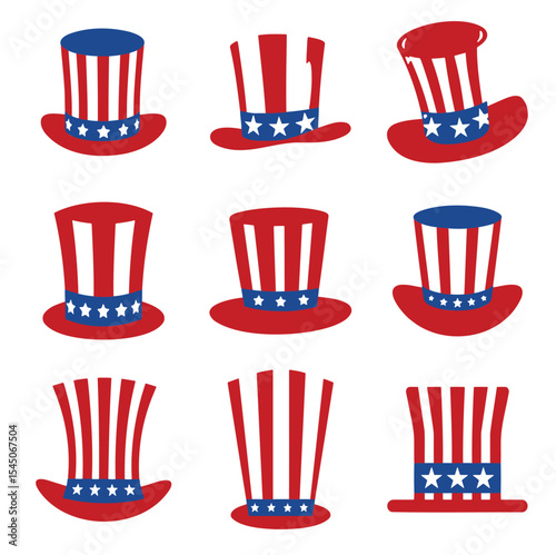  Vintage Uncle Sam Hat with American Flag Colors