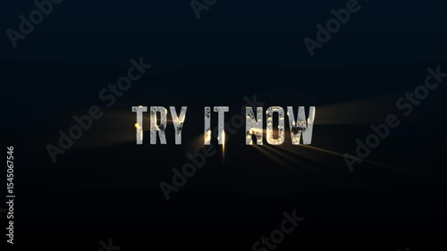Try It Now Glossy Fire Text Animation – 4K Call to Action Visual for Promotions