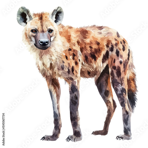 watercolor of Hyena, vector, isolated on a white background.
