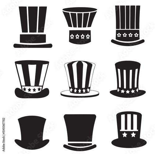 Uncle Sam’s Top Hat Silhouette on White Background