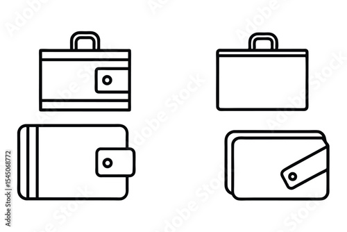 Versatile Wallet and Briefcase Icons  Modern Line Art Designs for Apps and Websites