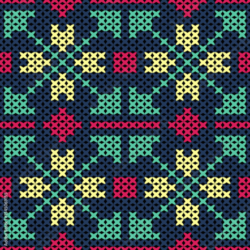 Knitted fabric design seamless. Knitting pattern illustration design for decoration, clothing, fabric texture