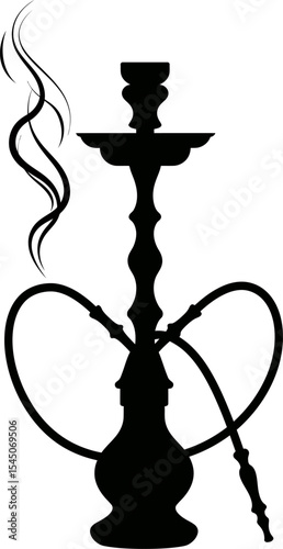 Smoking Hookah with Smoke Silhouette Illustration for Relaxation