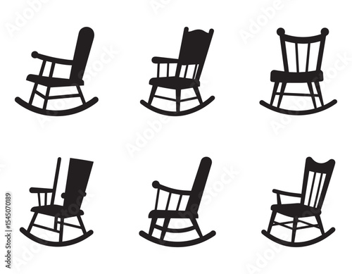 kids rocking chair icon silhouette vector illustration