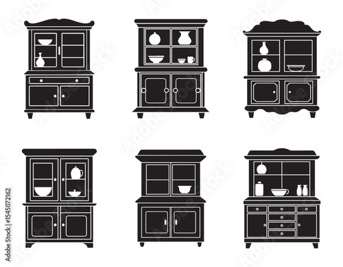 kitchen hutch icon silhouette vector illustration