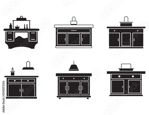 kitchen island icon silhouette vector illustration