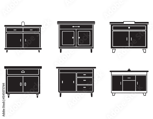 kitchen sideboard icon silhouette vector illustration