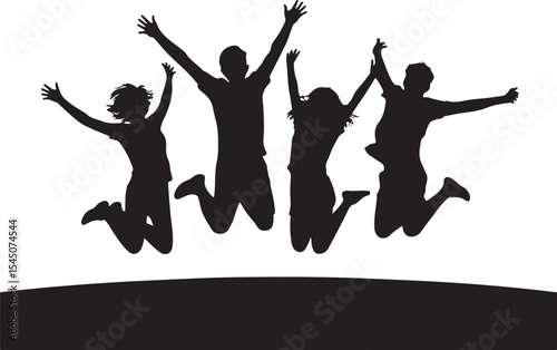 Friends Forever Jumping Silhouette Vector Bundle