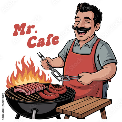 A cooking Chef cooked barbecue food vector.