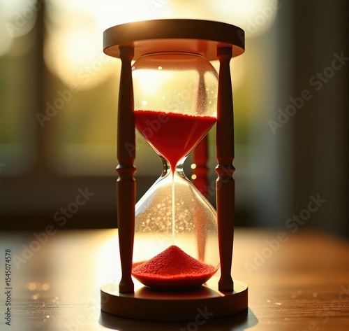 hourglass with red sand