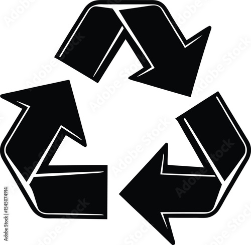 Recycle icon vector silhouette illustration Minimal Recycle Icon with Green Outline