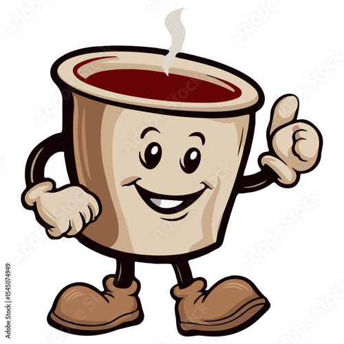A hot coffee cup with a smile cartoon vector.