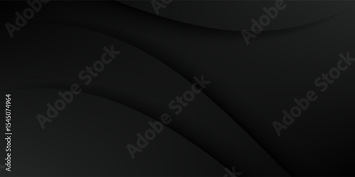 Dark deep black dynamic abstract vector background with wavy lines. eps 10