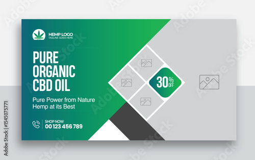 Hemp product CBD oil youtube thumbnail and web banner template design