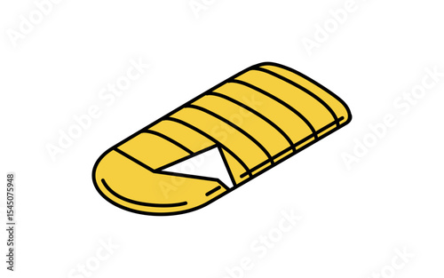 Isometric line art illustration of a sleeping bag, simple summer camping gear icon