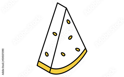 Isometric line art illustration of sliced watermelon, simple summer fruit icon