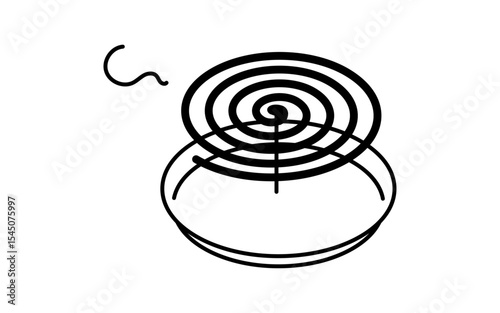 Isometric line art illustration of mosquito coil, simple summer lifestyle icon